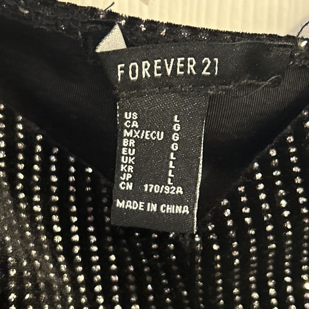 Forever 21 Womens L Velvet Sparkle Crop Top Tie Straps Black - Picture 3 of 8